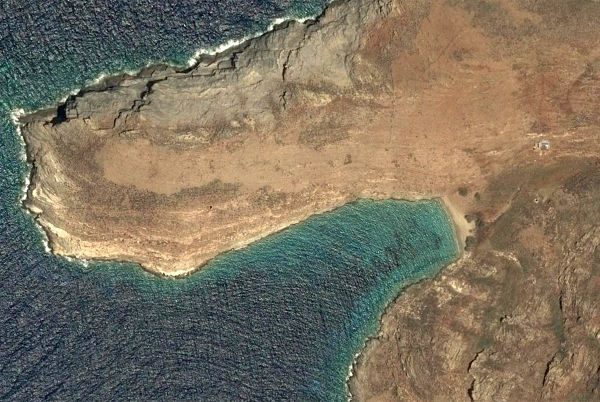 Δορυφορική εικόνα της παραλίας Σκάλα στη Σέριφο